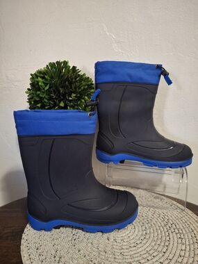 Kamik Kids Waterproof Rain & Snow Boots in Blue and Black Size 3.